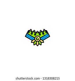 Necklace icon, flat design line art thin style, vector illustration. Festive carnivals in Brazil and Mardi Gras in Venice

