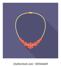 Necklace icon in flat style isolated on white background. Clothes symbol vector illustration.