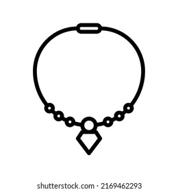 Necklace Icon. Line Art Style Design Isolated On White Background
