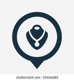 necklace icon map pin on white background 
