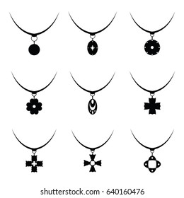 Necklace icon set