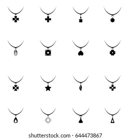 Necklace icon set