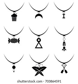 Necklace icon set