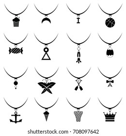 Necklace icon set