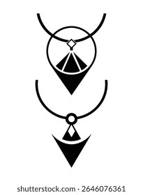 Colar Ícone Definir Geometric Pendant Silhueta Vetor Símbolos para Joias e Design de Moda