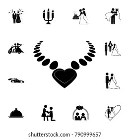 necklace icon. Set of wedding elements icon. Photo camera quality graphic design collection icons for websites, web design, mobile app on white background