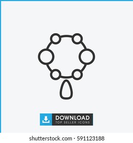 necklace icon. Simple outline necklace vector icon. On white background.