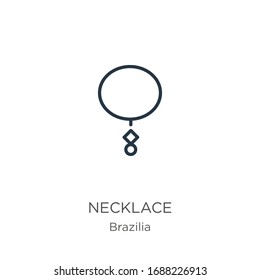 Necklace icon. Thin linear necklace outline icon isolated on white background from brazilia collection. Line vector sign, symbol for web and mobile