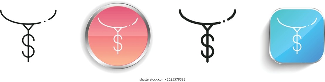 necklace icon. Thin Linear, Regular and Button Style Design Isolated On White Background