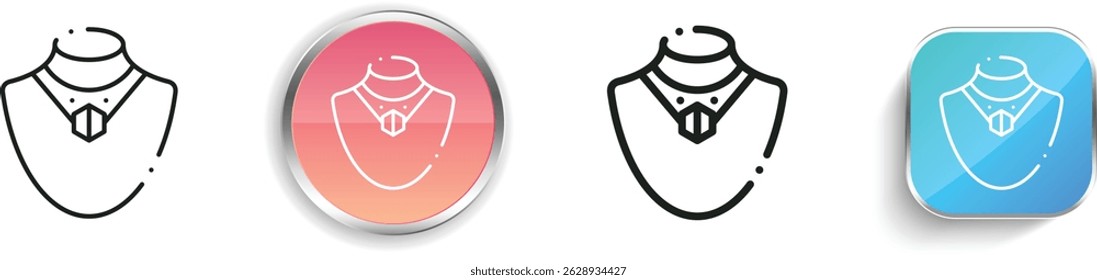 necklace icon. Thin Linear, Regular and Button Style Design Isolated On White Background
