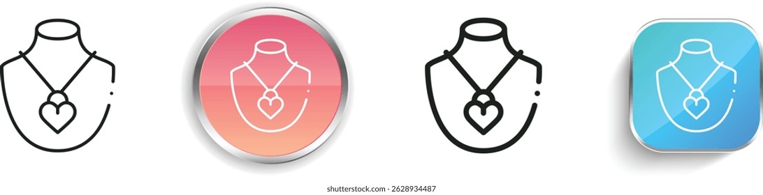 necklace icon. Thin Linear, Regular and Button Style Design Isolated On White Background