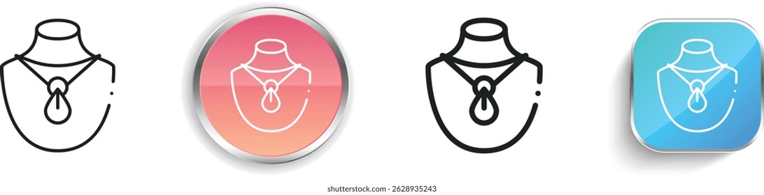 necklace icon. Thin Linear, Regular and Button Style Design Isolated On White Background