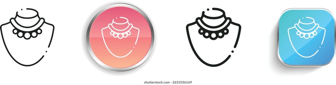 necklace icon. Thin Linear, Regular and Button Style Design Isolated On White Background