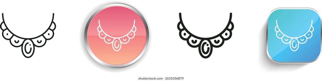 necklace icon. Thin Linear, Regular and Button Style Design Isolated On White Background