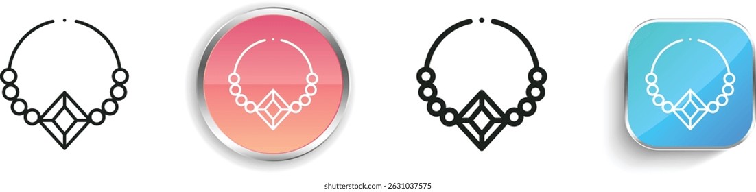 necklace icon. Thin Linear, Regular and Button Style Design Isolated On White Background