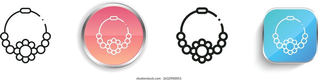 necklace icon. Thin Linear, Regular and Button Style Design Isolated On White Background
