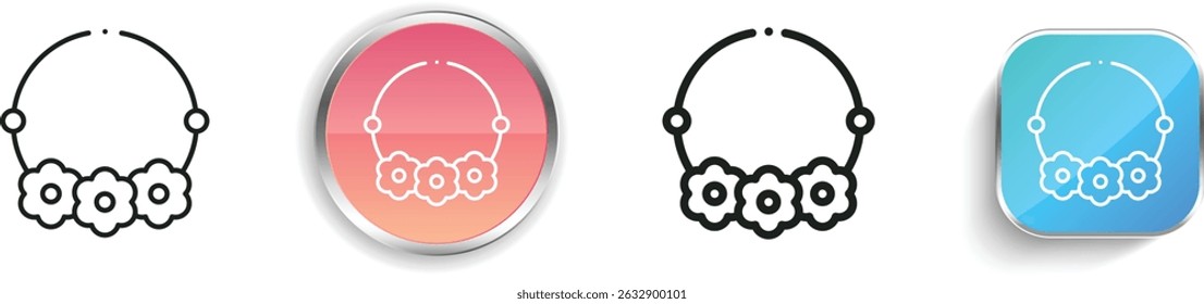 necklace icon. Thin Linear, Regular and Button Style Design Isolated On White Background