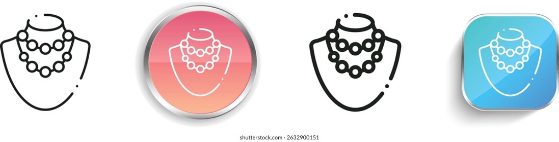 necklace icon. Thin Linear, Regular and Button Style Design Isolated On White Background