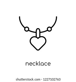 necklace icon. Trendy modern flat linear vector necklace icon on white background from thin line Wedding and love collection, outline vector illustration