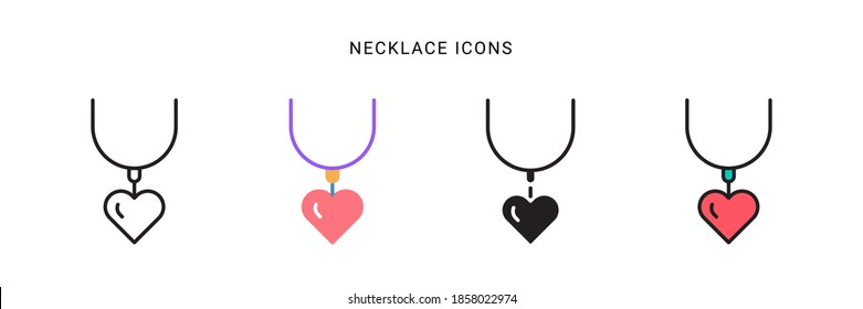 necklace icon vector with different style design. isolated on white background