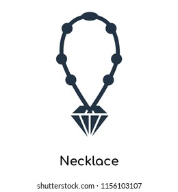 Necklace icon vector isolated on white background. thin symbols or lined elements in outline style