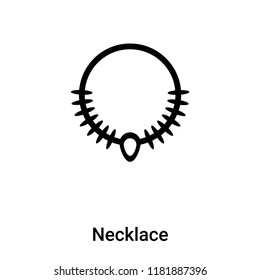 Necklace icon vector isolated on white background, logo concept of Necklace sign on transparent background, filled black symbol