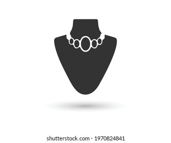 necklace icon, vector jewelry necklace silhouette isolated, beauty design illustration