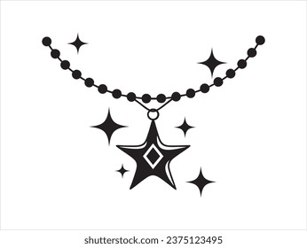 necklace icon vector with sparkle.