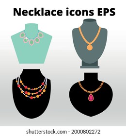 Necklace icons  line  isolated or logo isolated sign symbol vector,right icons in filled,outline and stroke style Collection of high quality color style vector illustration