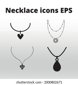 Necklace icons  line  isolated or logo isolated sign symbol vector,right icons in filled,outline and stroke style Collection of high quality black style vector illustration