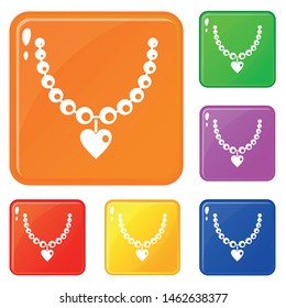 Necklace icons set collection vector 6 color isolated on white background