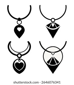 Necklace icons set jewelry fashion vector design