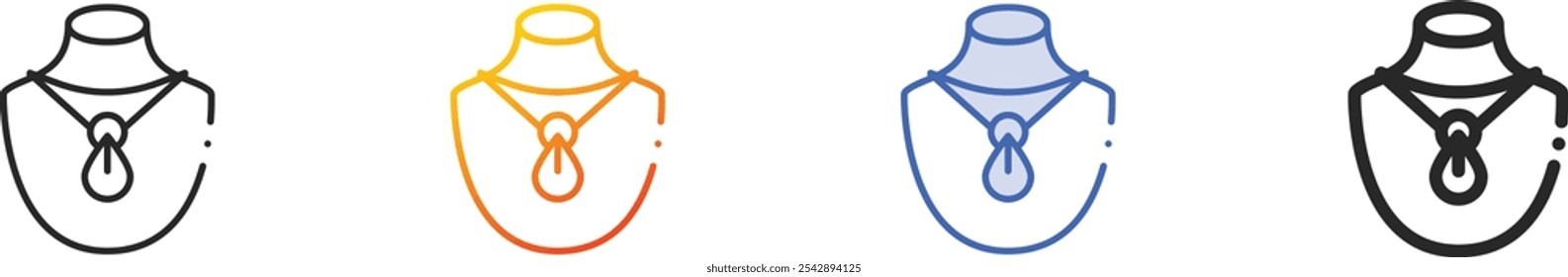 necklace icon.Thin Linear, Gradient, Blue Stroke and bold Style Design Isolated On White Background