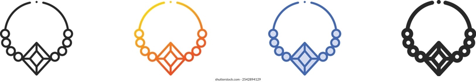 necklace icon.Thin Linear, Gradient, Blue Stroke and bold Style Design Isolated On White Background