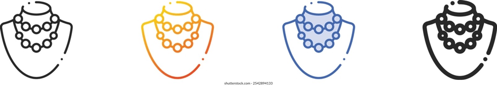 necklace icon.Thin Linear, Gradient, Blue Stroke and bold Style Design Isolated On White Background