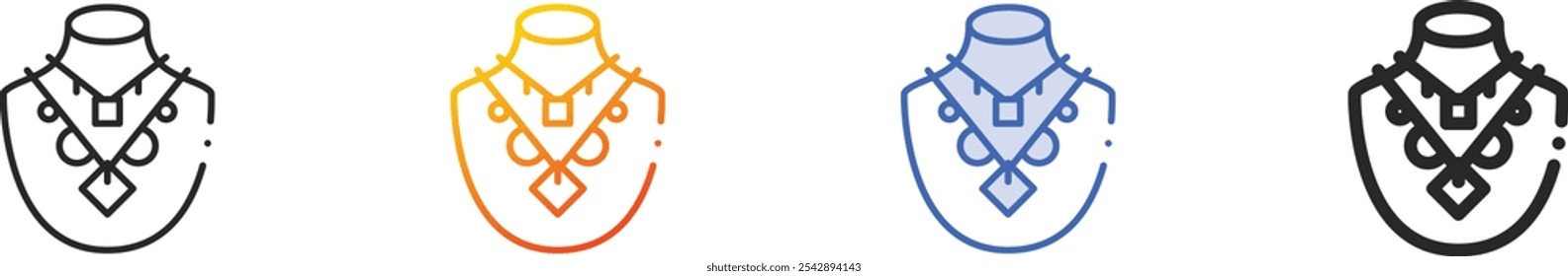 colar icon.Thin Linear, gradiente, azul traço e negrito estilo design isolado no fundo branco
