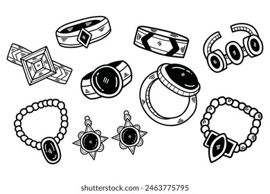 a necklace illustration Hand drawn in line style