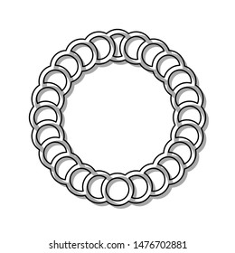 Necklace, jewelry, beads sign. Black line icon with gray shifted flat filled icon on white background. Illustration.