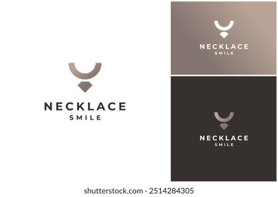 Colar Joias Diamante Moda Acessório Sorriso Feliz Luxo Vetor Logo Design Ilustração