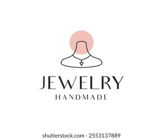 Colar Joias Acessório Feito à Mão Elegante Luxo Desenhado à Mão Estilo Vetor Logo Design Ilustração