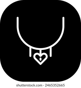 Necklace jewelry icon with black filled line outline style. jewelry, diamond, ring, gem, pendant, necklace, luxury. Vector Illustration