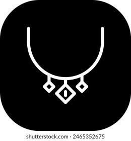 Necklace jewelry icon with black filled line outline style. jewelry, diamond, ring, gem, pendant, necklace, luxury. Vector Illustration