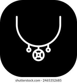 Necklace jewelry icon with black filled line outline style. jewelry, diamond, ring, gem, pendant, necklace, luxury. Vector Illustration