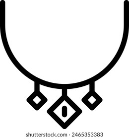 Necklace jewelry icon with black outline style. jewelry, diamond, ring, gem, pendant, necklace, luxury. Vector Illustration