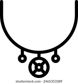 Necklace jewelry icon with black outline style. jewelry, diamond, ring, gem, pendant, necklace, luxury. Vector Illustration