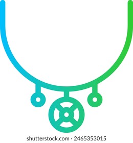 Necklace jewelry icon with blue and green gradient outline style. jewelry, diamond, ring, gem, pendant, necklace, luxury. Vector Illustration