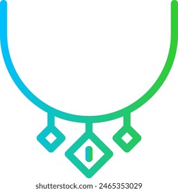 Necklace jewelry icon with blue and green gradient outline style. jewelry, diamond, ring, gem, pendant, necklace, luxury. Vector Illustration