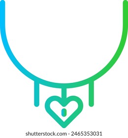 Necklace jewelry icon with blue and green gradient outline style. jewelry, diamond, ring, gem, pendant, necklace, luxury. Vector Illustration