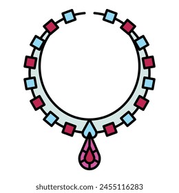 Necklace jewelry icon. Outline necklace jewelry vector icon color flat isolated on white