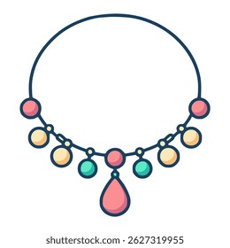 necklace jewelry luxury fashion accessories elegant flat color vector illustration template design